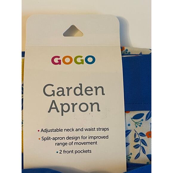 New GOGO Garden Apron Blue 2 Pockets - Picture 6 of 6